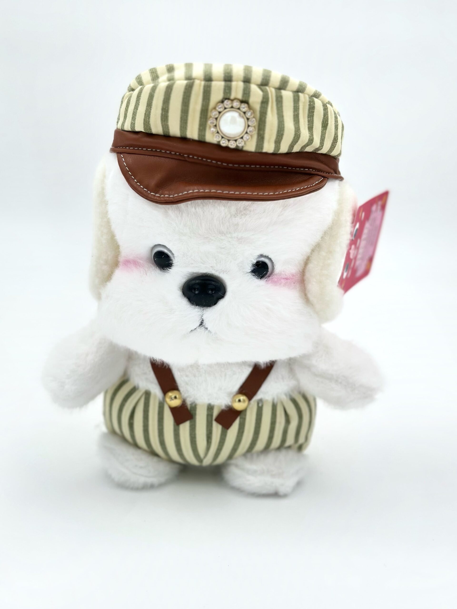 عروسک سگ فشن‌پوش مدل جنتلمن کلاه‌دار – ۲۰ سانت